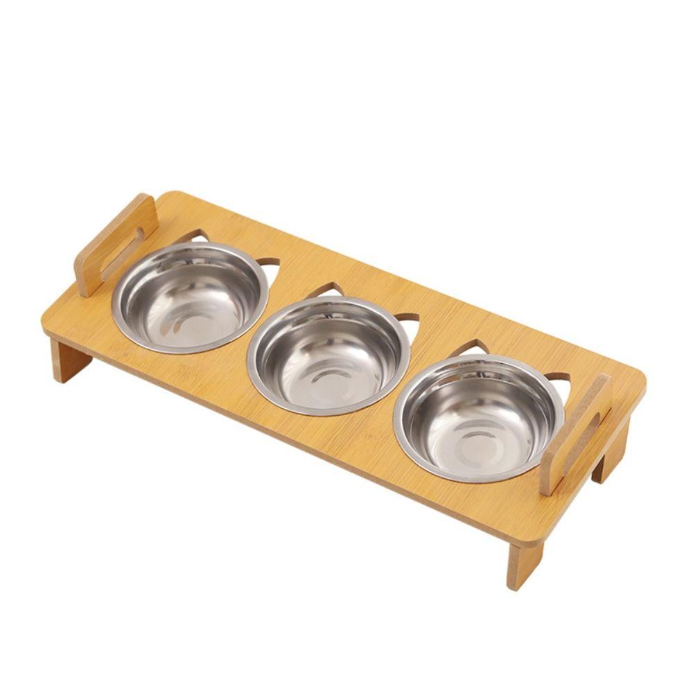 Edelstahl Haustierfutter Napf Drei Näpfe Design Haustier Futter Napf Schräger Napf Haustier Zubehör
