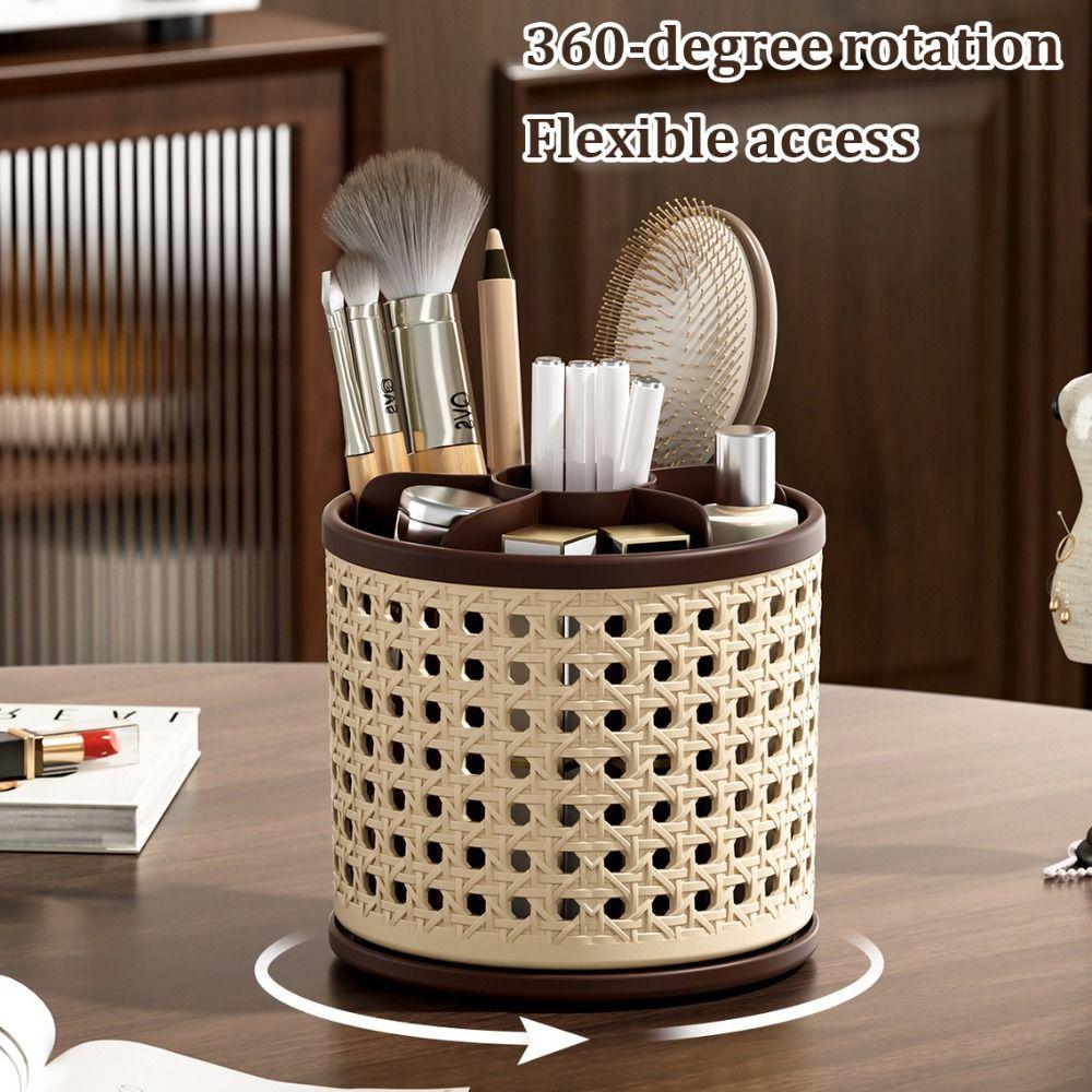 Durable Large Capacity Cosmetics Storage Rack Versatile Multiple Compartments Lipstick Organizer Rotating Pencil Box for Women