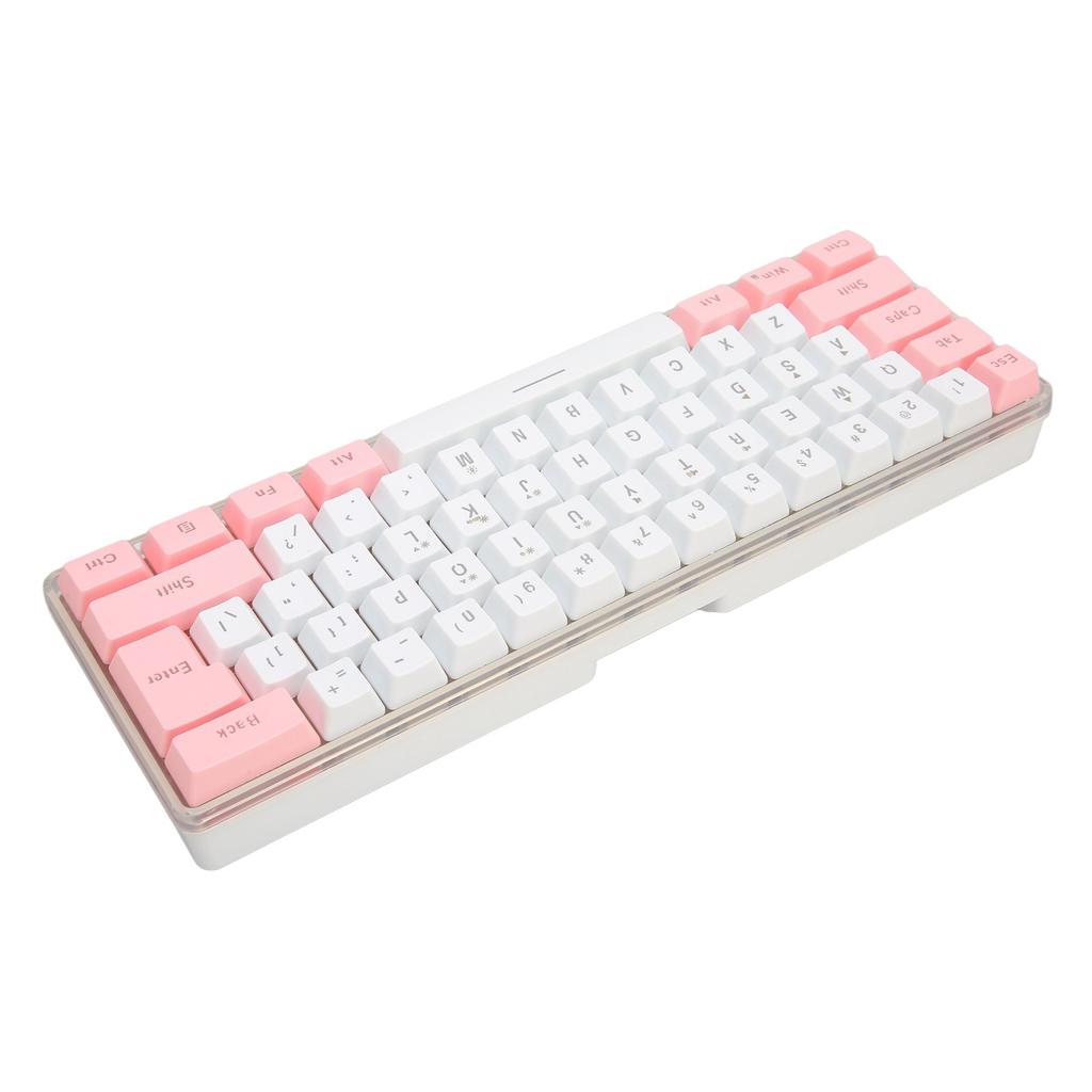 Gaming Keyboard USB 61 Keys Contrast Color RGB Light Key Line Separation Mechanical Wired Keyboard for Office Games