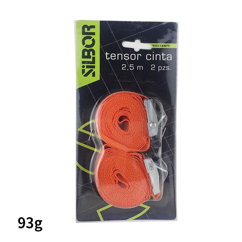 15" Tie-Down Strap with Double Hook Ratchet Tightener, 25mm Wide.