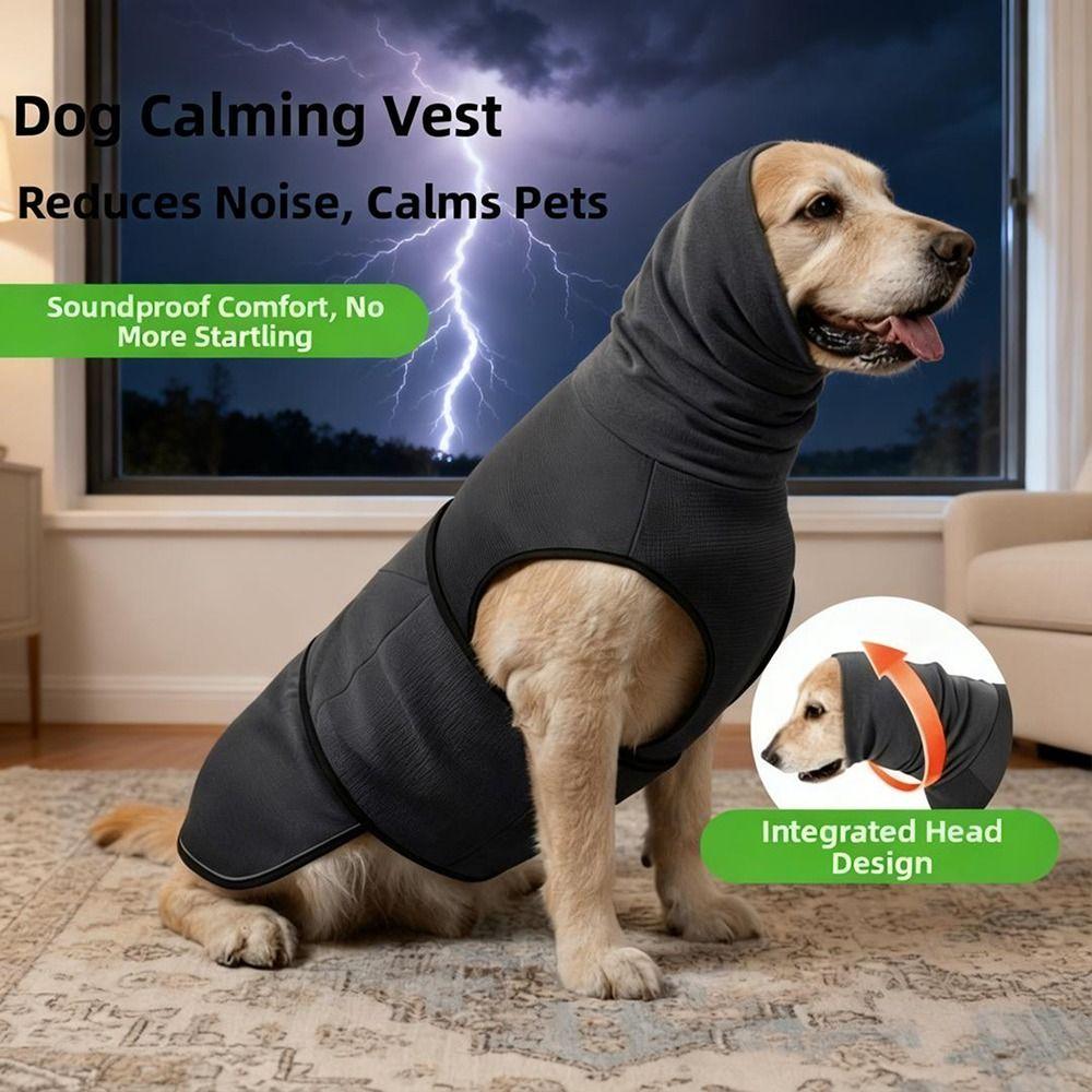 Elastic Dog Anxiety Vest Reflective Warm Dogs Calming Jacket Adjustable with Hoodie Pet Anti-Scare Pullover