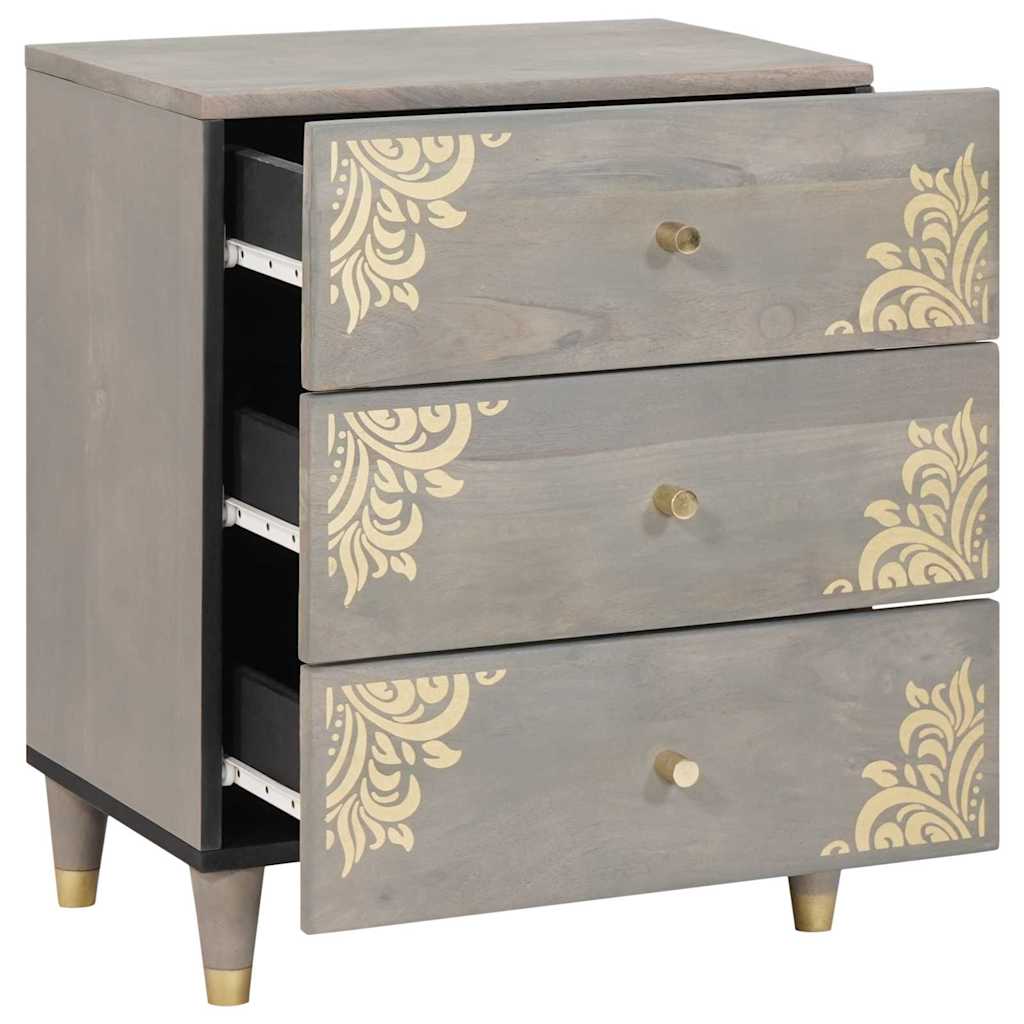 Nightstand with Drawers Gray 50 x 33 x 62 cm Solid Mango Wood