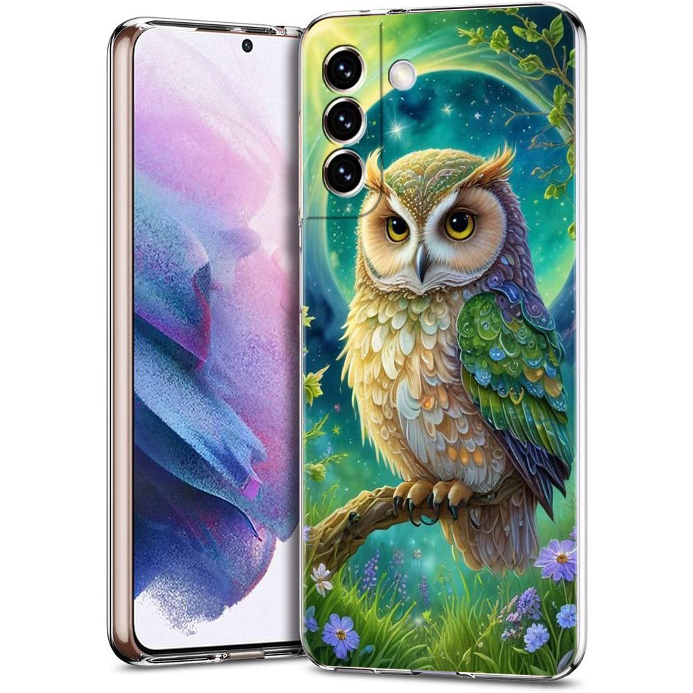 Transparent Phone Case Cover for Samsung Galaxy S25 S24 S23 S22 S20 S21 FE Ultra S24 S23 S10 S10E Plus 5G Cute Owl Pattern Capas
