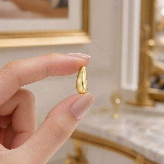 1 Pair Teardrop Earrings for Women, Small Water Drop Stud Earrings, Chunky Statement Jewelry for Wedding, Party, Prom, Daily