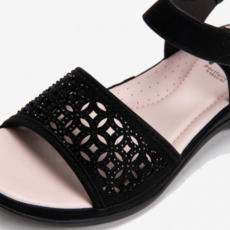 Portfolio Portfolio By ESquire Women S Cubic Punching Velcro SandalS Black
