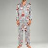 Men's Pajama Set Long Sleeve Button-Down Top and Pants Set for Home Sleepwear