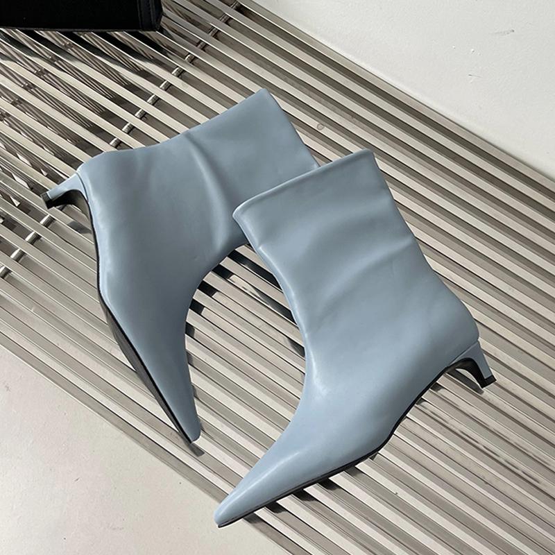 Eilyken Winter Pointed Toe Women Ankle Boots Fashion Back Ladies Slim SHort Shoes Low Heel Party Dress Pumps  Mujer