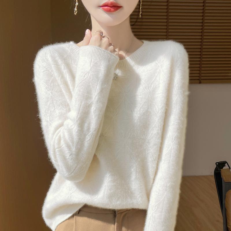 Women's Cashmere Sweater Qinghe Cashmere 30% Cashmere 70% Wool Autumn and Winter Pullover Warm and Fashionable