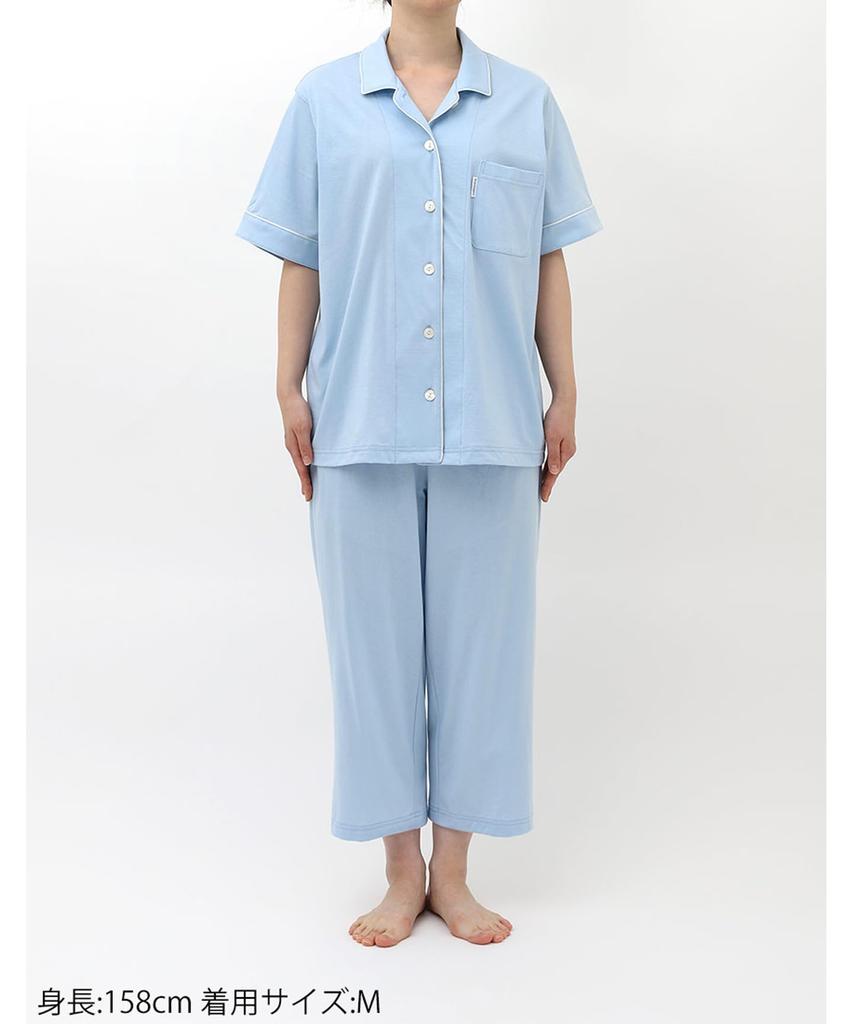 Wacoal RELAX SLEEP Sleep Science Short Cotton YDT150 Size M & Pajamas, 5/8 Sleeve, Sleeve, 100% Jersey, SX,