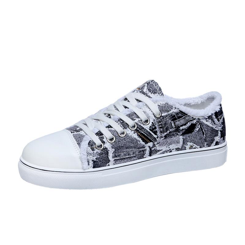 Foreign Trade Large Size Women's Shoes 2025 European and American New Color Printing Low-top Canvas Shoes Lace-up Casual Flat Shoes