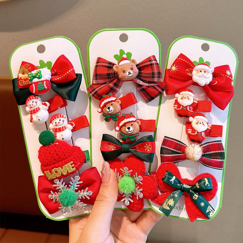 Weihnachten Weihnachtsmann Plüsch Haarspangen für Mädchen - Niedliche Pony- & Seitenklammern