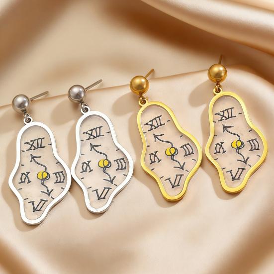 1 Paar Damenohrringe Leichte Schmelzende Uhr Design Hängeohrringe Künstlerisches Römisches Zifferblatt Muster Lange Ohrringe Schmuck Geschenk