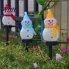 LED Decorative Lawn Ornament Solar Snowman Pathway Lights, Outdoor Waterproof Ground Stake with Resin Landscape Lamp Light, Garden Light for