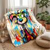 Vibrant Bulldog Art Theme Blanket Lightweight Warm Flannel Blanket Decorative Throw Blanket for Home Decoration