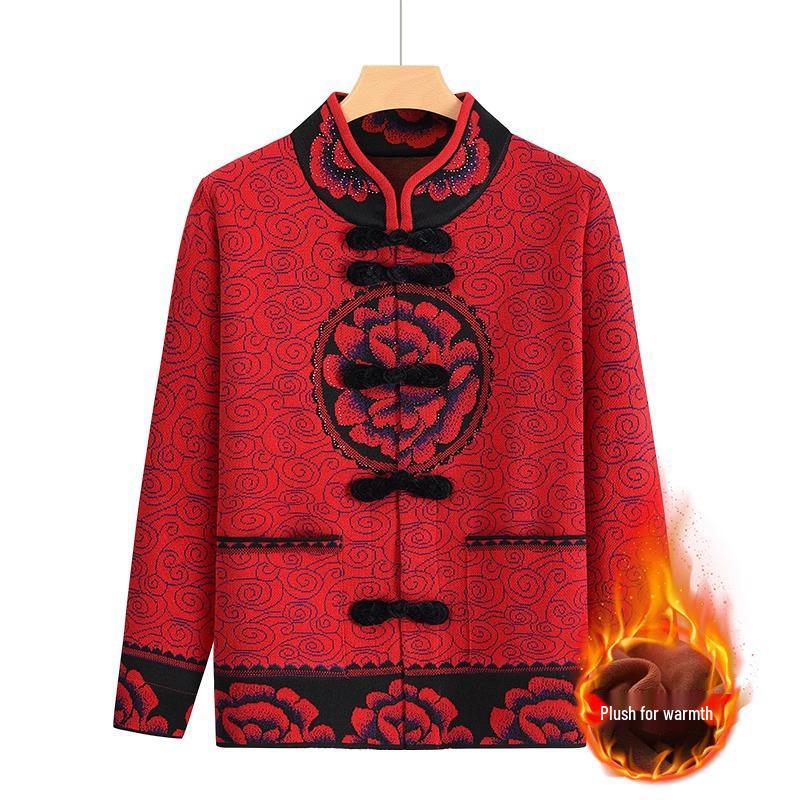 60-Year-Old Women's Tang Suit Jacket - Grandma's Longevity Birthday Cardigan