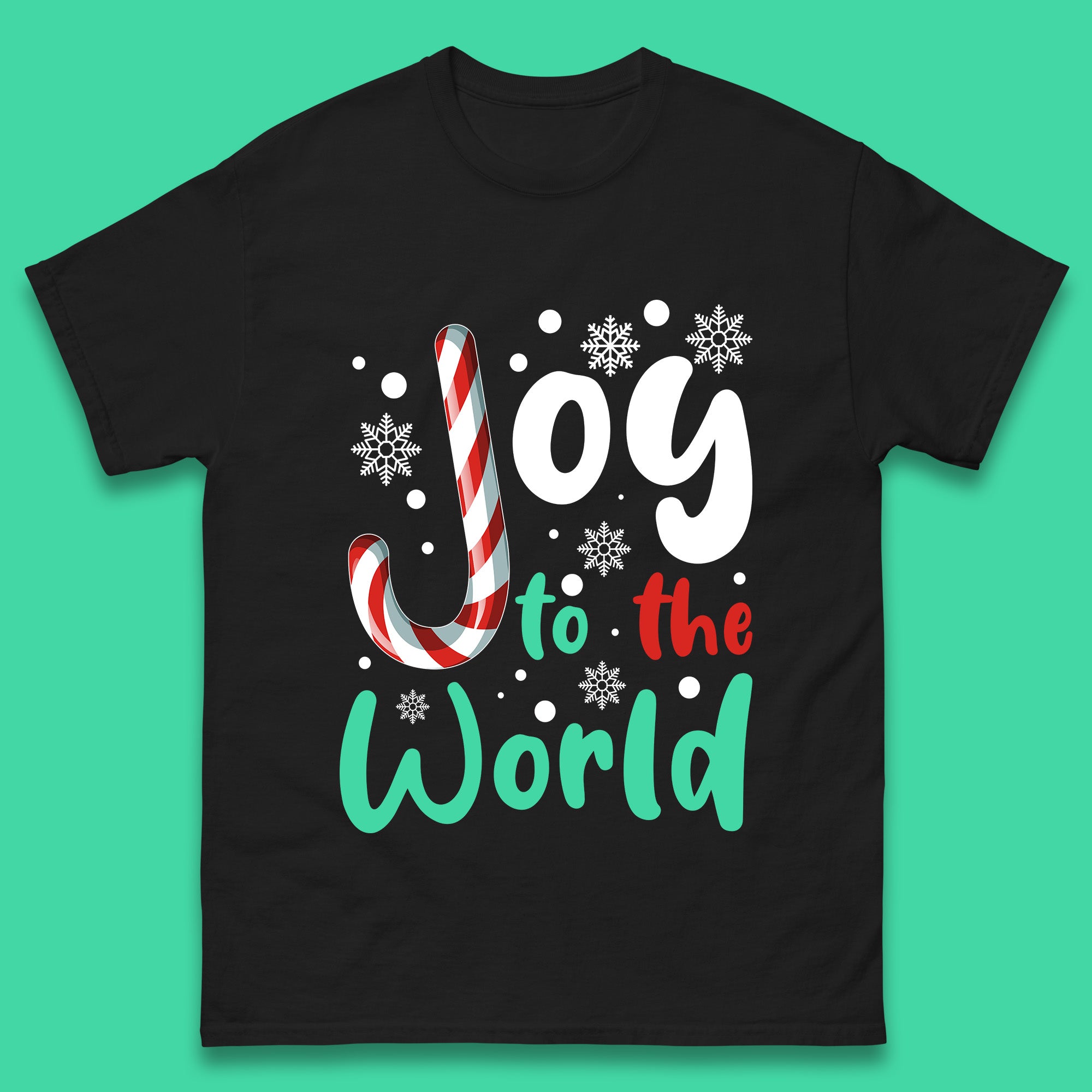 Joy To The World Christmas Mens T Shirt Womens Tops Tees Christmas Candy Cane Top S