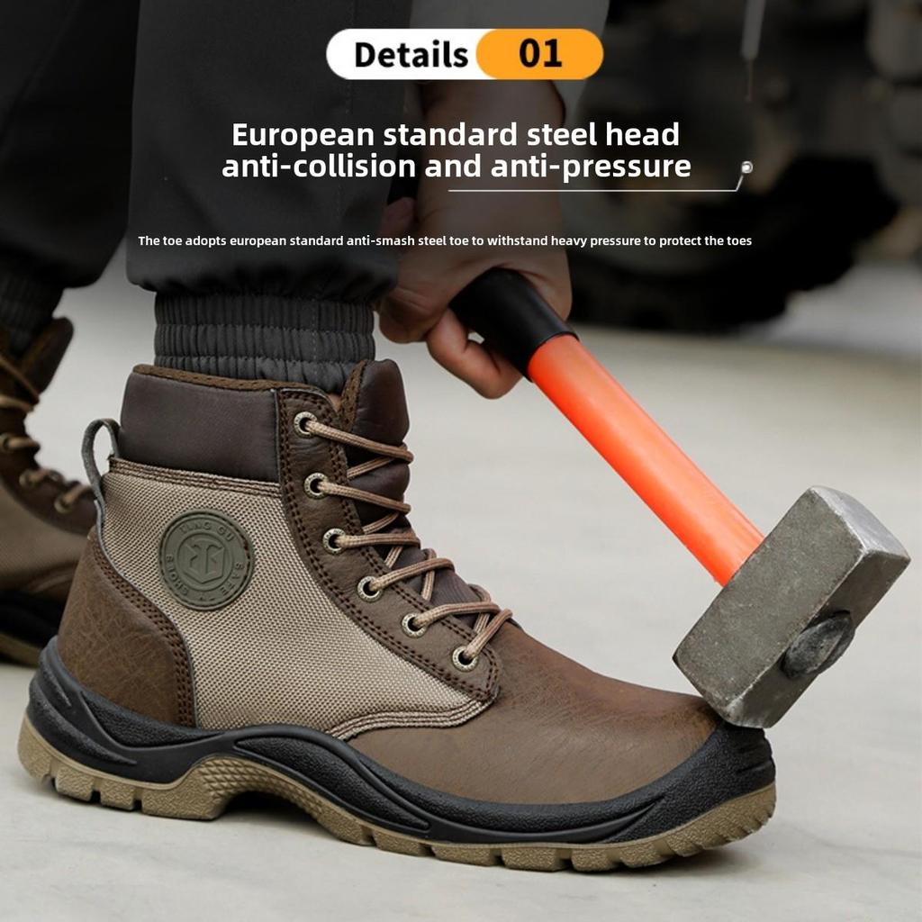 Scarpe Antistatiche da Lavoro per Uomo, Scarpe da Lavoro Antisfondamento Alte alla Caviglia e Antiperforazione, Scarpe di Protezione di Sicurezza Resistenti all'Usura