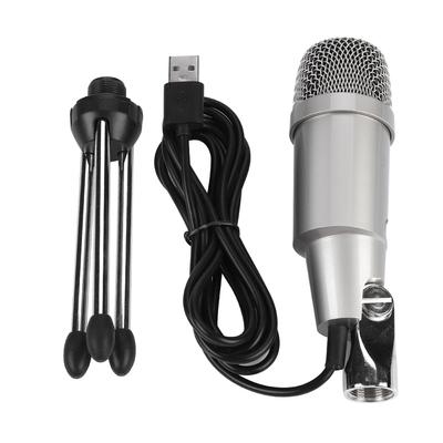 Mikrofon pojemnościowy USB DC5V Mikrofon głosowy online ze stopu cynku do laptopa Komputera Srebrny