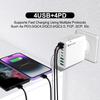 Fast 8-Port Charger: 4 USB, 4 PD, 55W, QC3.0 – Compatible with European, American, Korean Standards