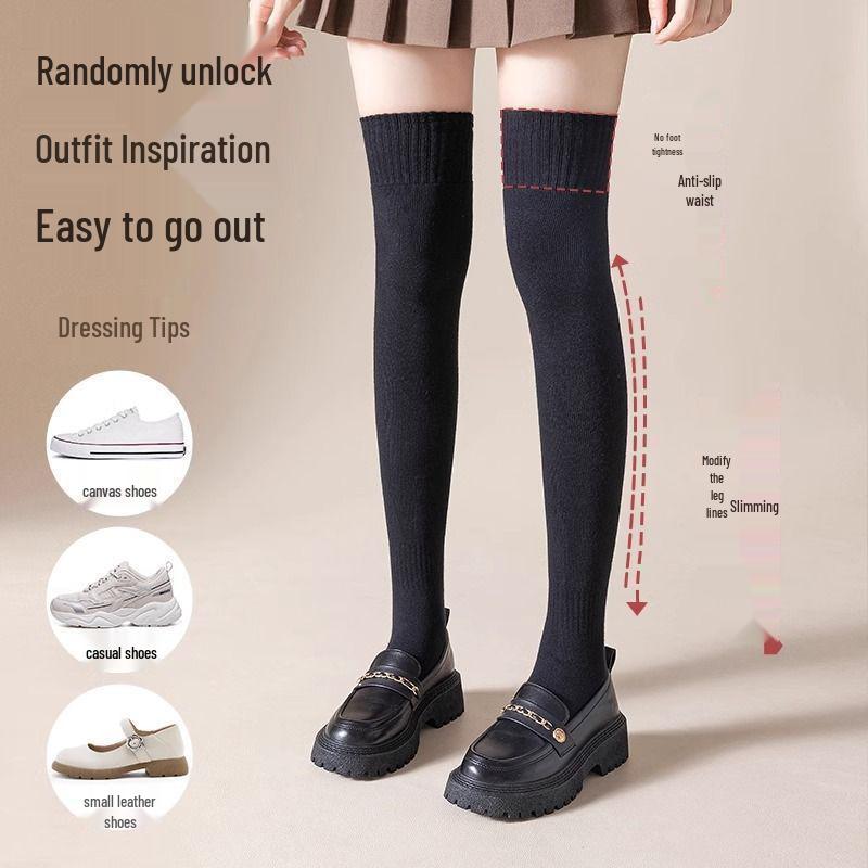 New Arrival: Women's Over-the-Knee Thigh-High Socks with Knee Pads, Anti-Slip, Perfect for Spring and Autumn