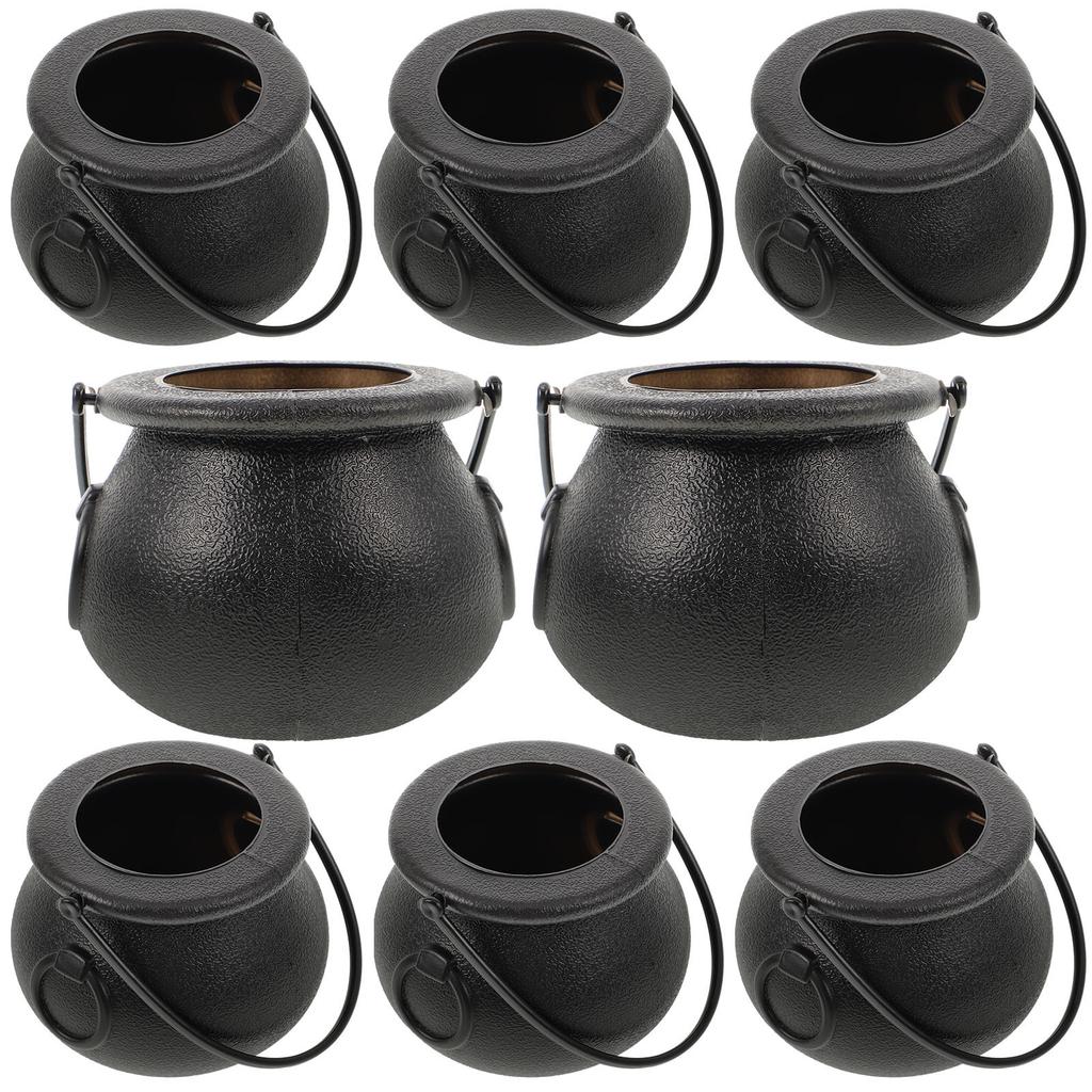 8 pcs Witch Candy Jar Plastic Halloween Cauldron Party Decoration Storage Container For Candy Snacks Props Accessory