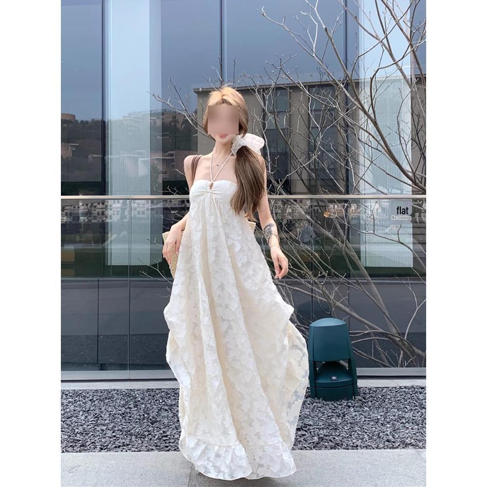 

Женское платье А-силуэта без спинки с халтер-вырезом в французском стиле для ранней весны XL - (for 55-60 kg)