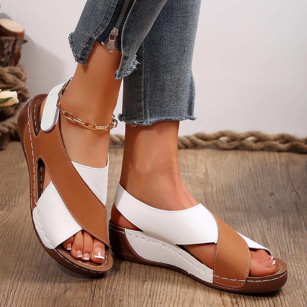 Sandales pour femmes Sandales à talons souples Sandales pour femmes Bout ouvert Chaussures d'été Compensées légères Chaussures à talons Chaussures pour femmes Sandales d'été