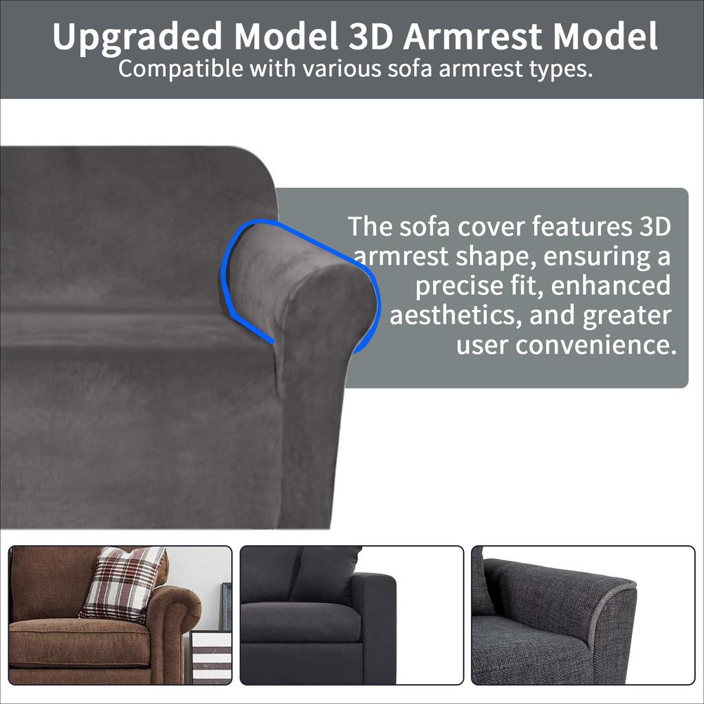 Stretch Velvet Sofa Covers for 1/2/3/4 Seater Couch Covers Thick Soft Plush Sofa Slipcover for Living Room Furniture Protector