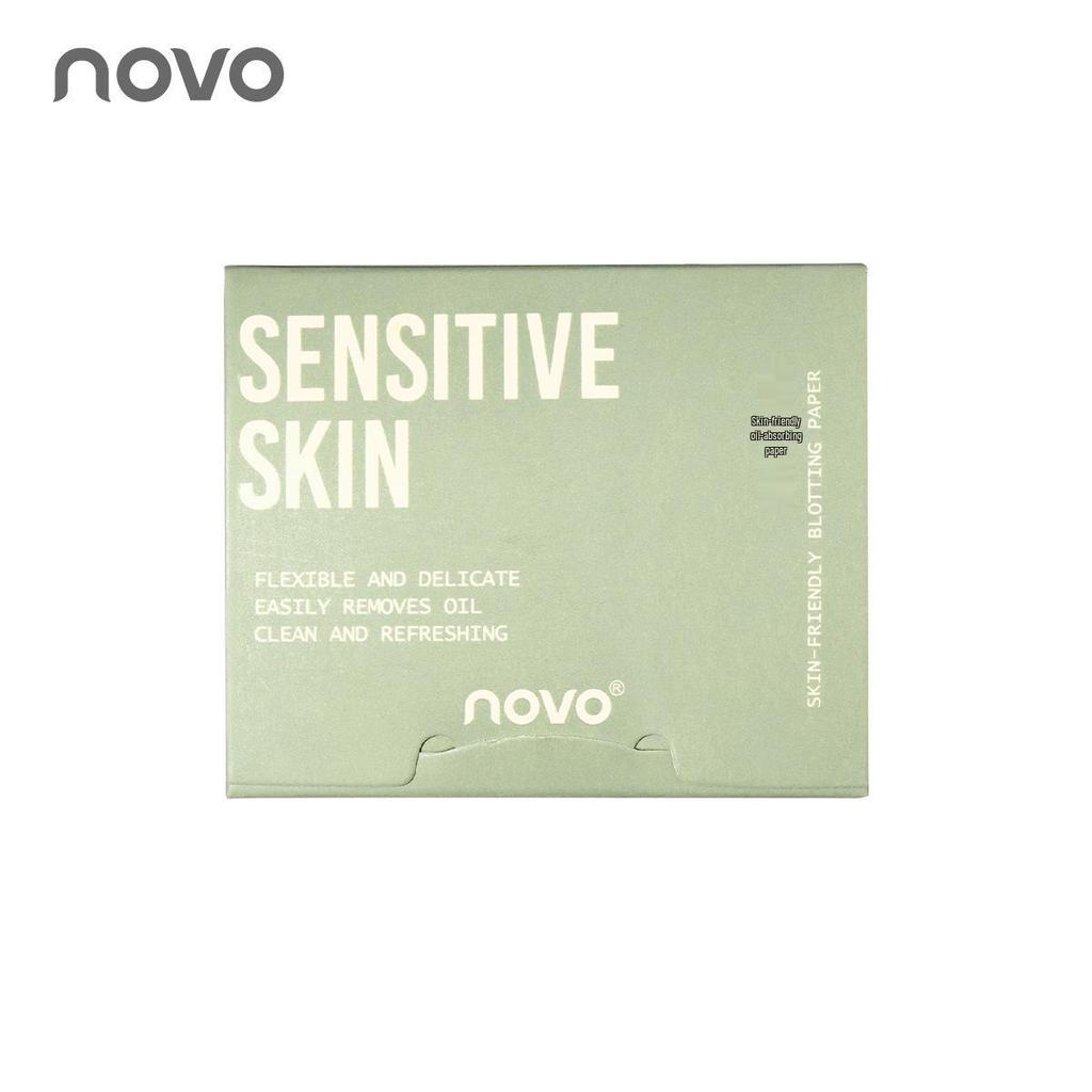 NOVO Portable Oil Absorbing Papers with Mirror Puff - Refreshing Summer Facial Tissue for Student Oil Control