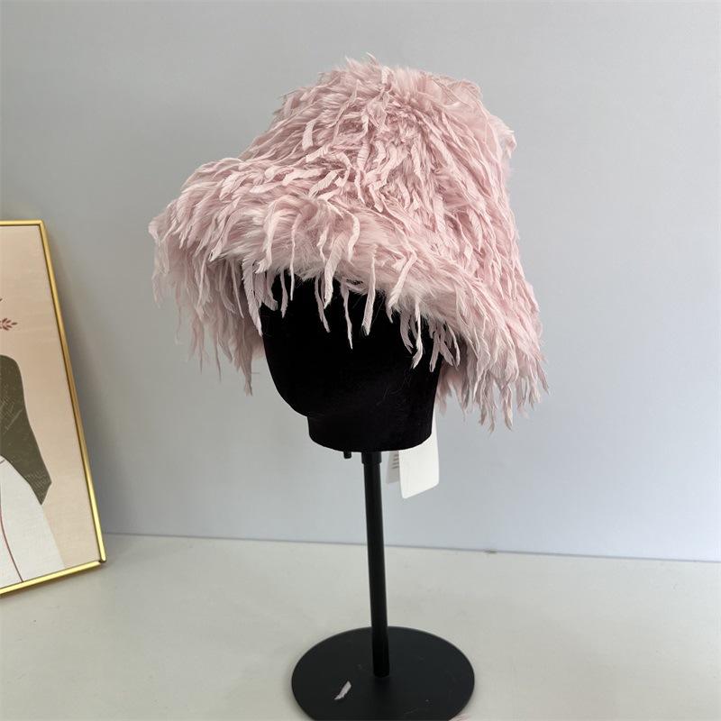 Autumn and Winter Fairy Atmosphere Bucket Hat Femininity Warm Versatile Show Face Small Plush Basin