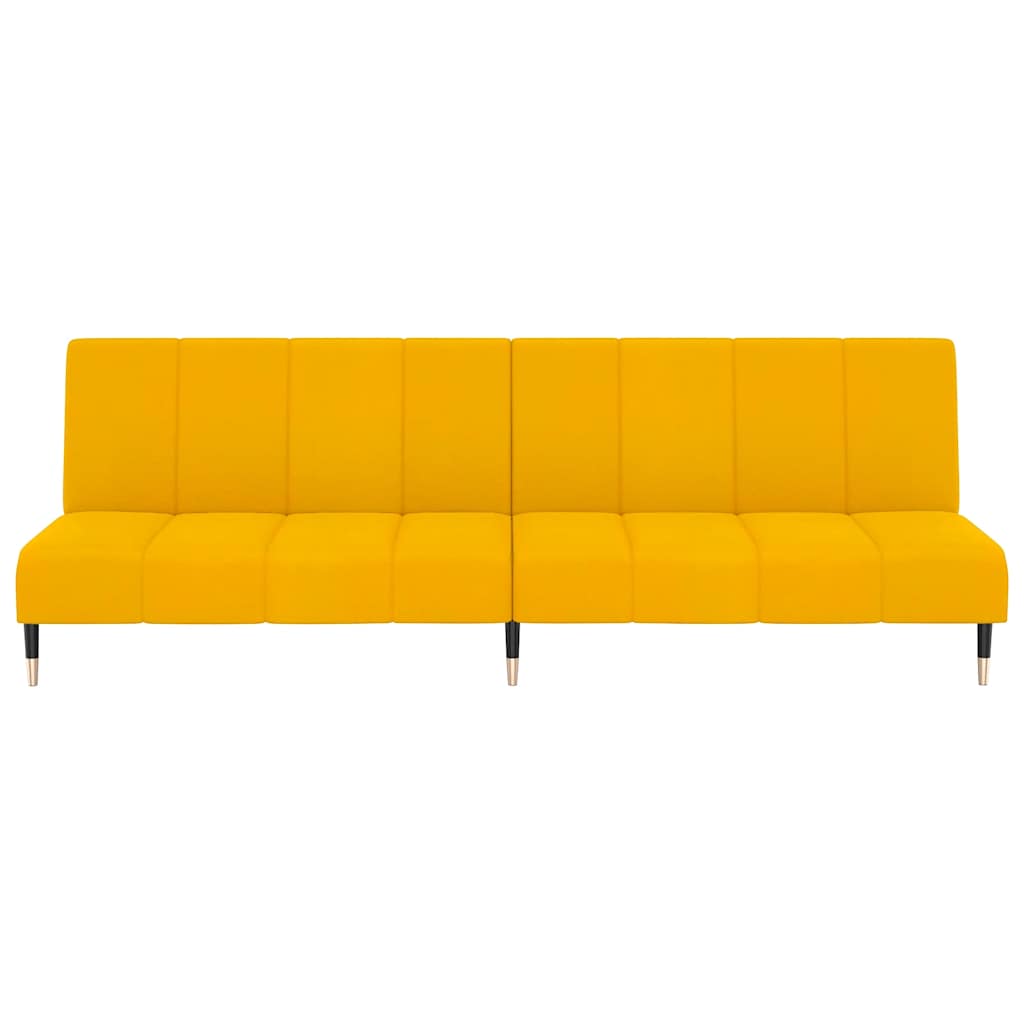2 Seater Yellow Velvet Sofa Bed