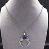Vintage Crescent Moon Knot Pendant Necklaces for Women Stainless Steel Blue Stone Silver Color Punk Chain Jewelry Collier N7941