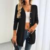 2025 European and American Autumn and Winter Solid Color Loose Long Sleeve Pocket Cardigan Jacket Women's New Style