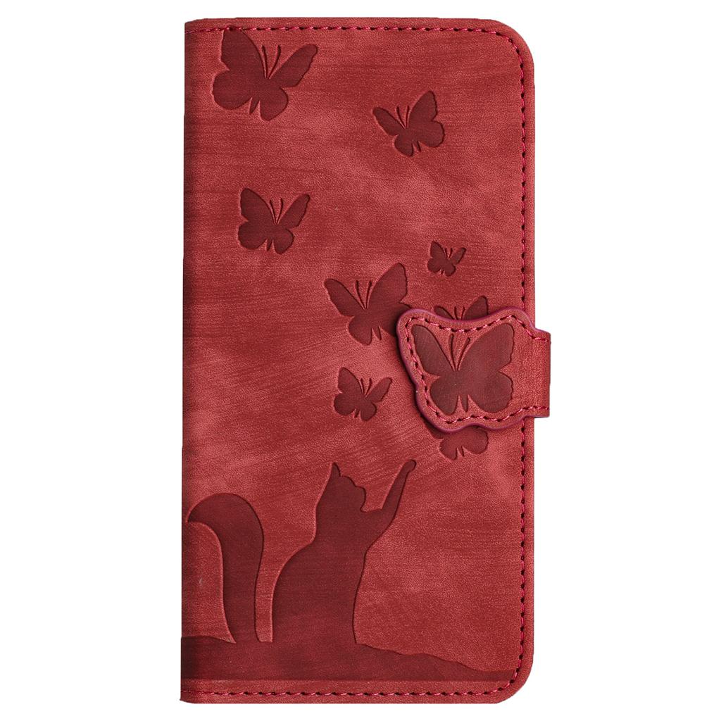 For Xiaomi Redmi Note 13 4G Case PU Leather Phone Cover Butterfly Cat Pattern
