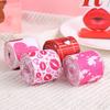 4 Rolls 5cm Valentines Day Wire Ribbon Gift Wrapping Ribbons for Wedding Wreath Hair Bows DIY Crafts with Heart Pattern