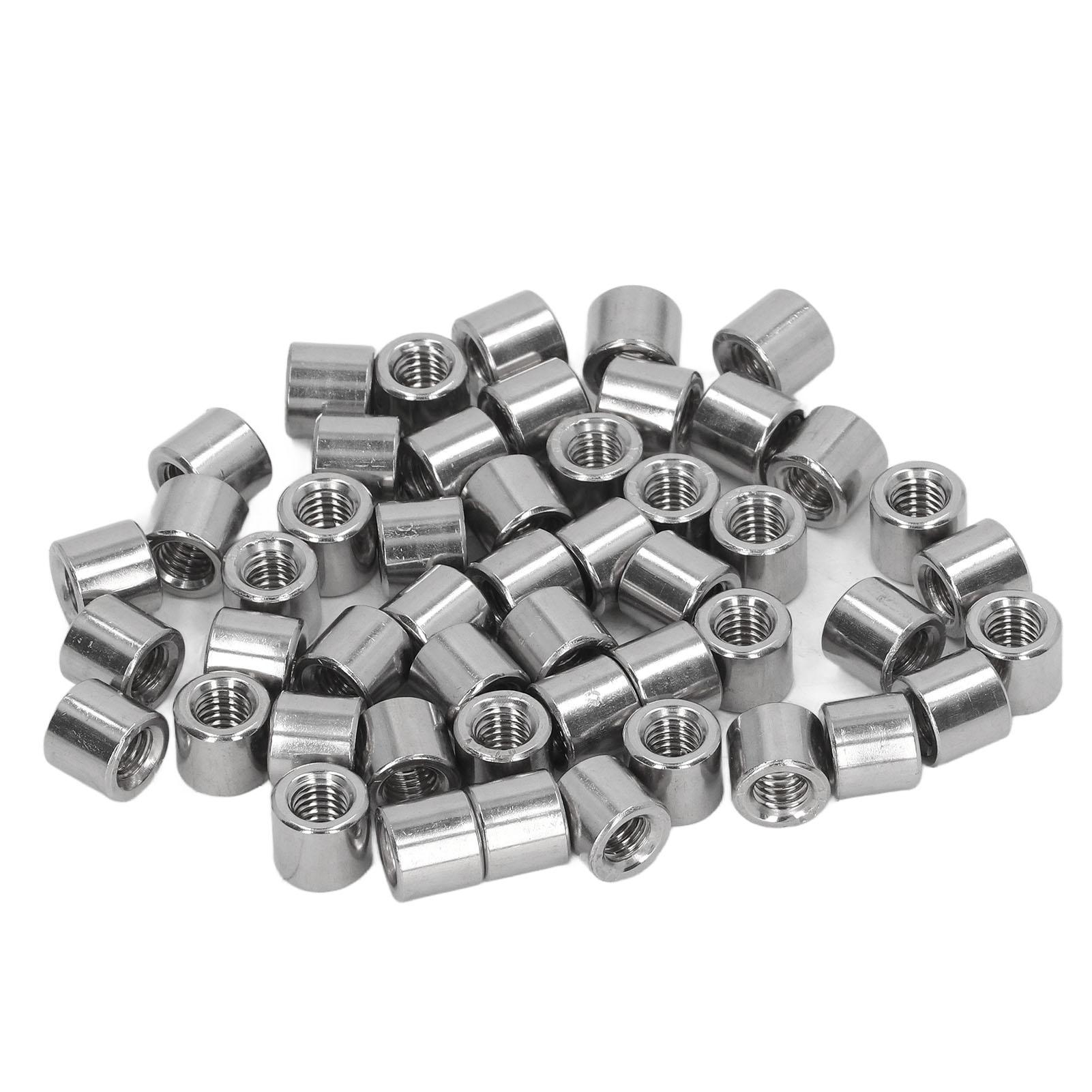 

50Pcs Round Coupling Nut Kit Female Thread Rust Resistant M6 Connector Nut for Home Outdoor Use