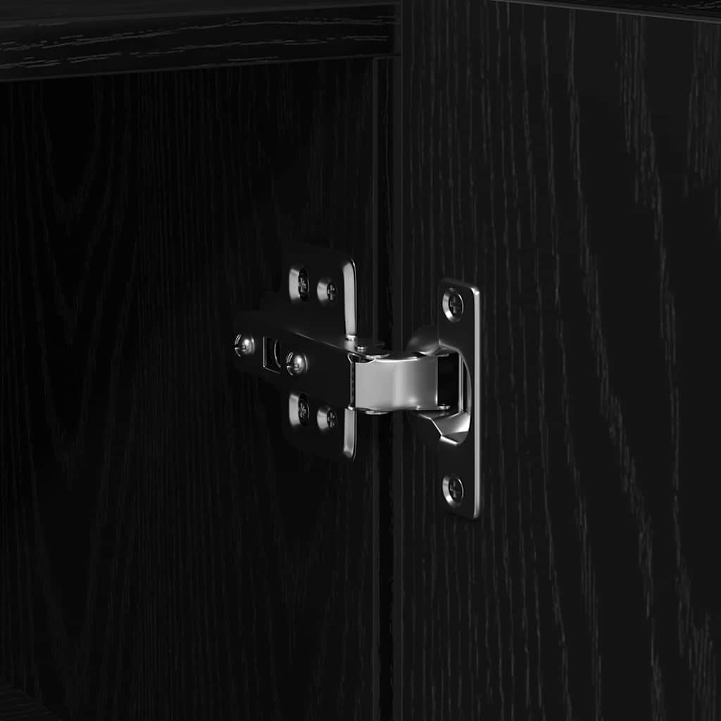 Sideboard in Black Oak Look 116 x 30 x 75 cm Engineered Wood