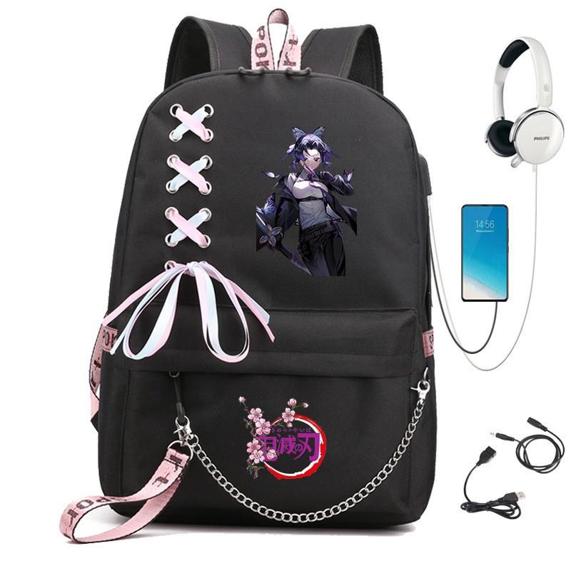 Anime Cosplay School Backpack With Chain Strap Teens - Lightweight Waterproof Canvas Rucksack High Students