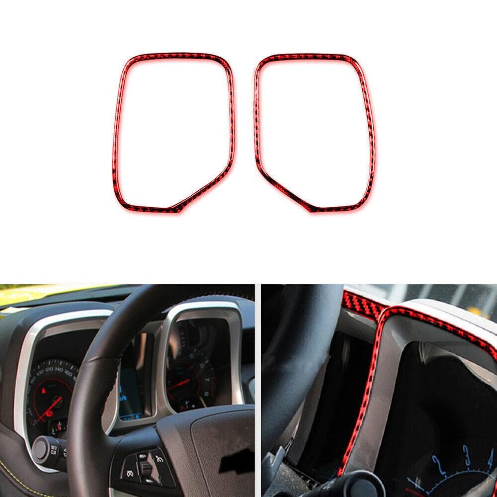 Red Carbon Fiber Console Frame Decorative Cover Trim For Chevrolet Camaro 10-15