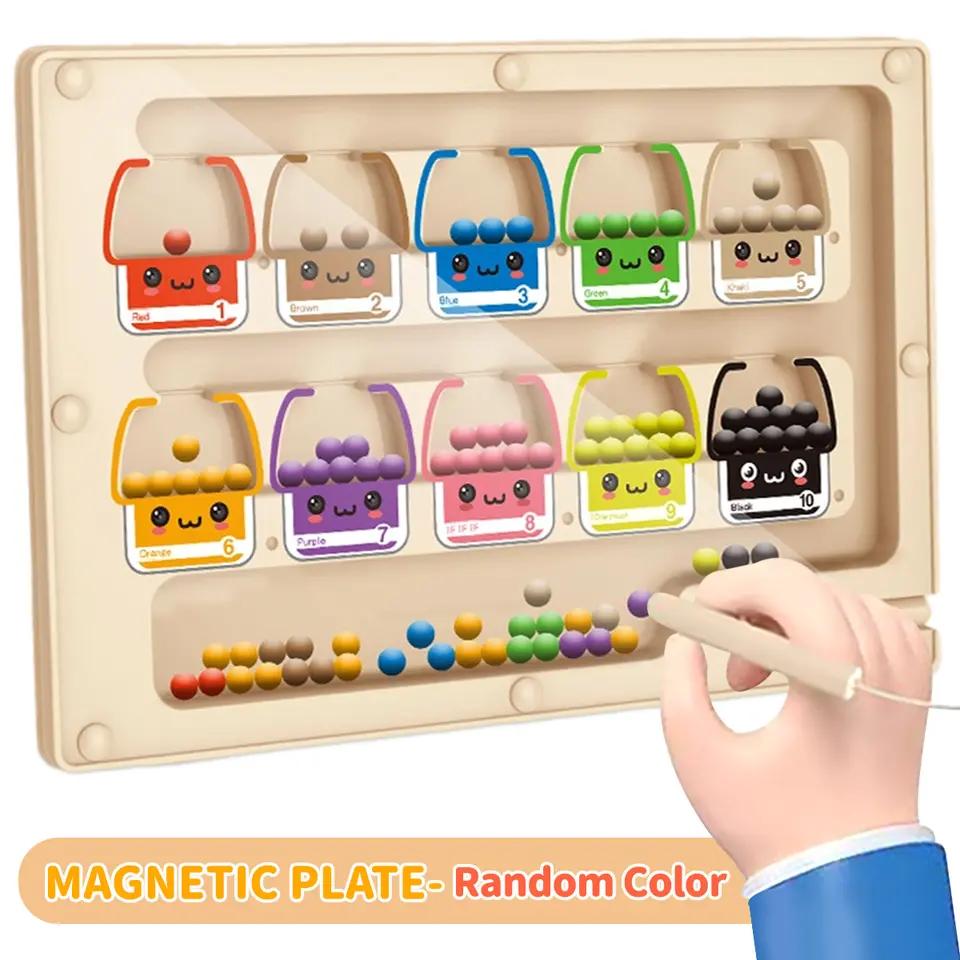 Montessori Magnetic Rolling Maze Hand Eye Coordination Logic Thinking Puzzle Toys For Children Early Education Development Gift