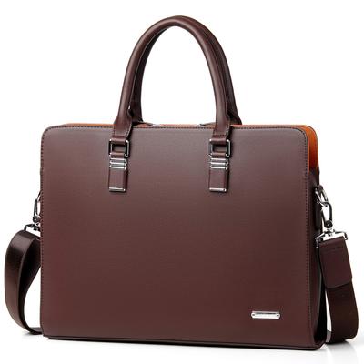 FSDWG Bolso de negocios de cuero genuino con parte trasera trenzada, bolso de negocios, bolso de mano, bolso de negocios de 2 vías, compatible con tamaño A4, gran capacidad, impermeable