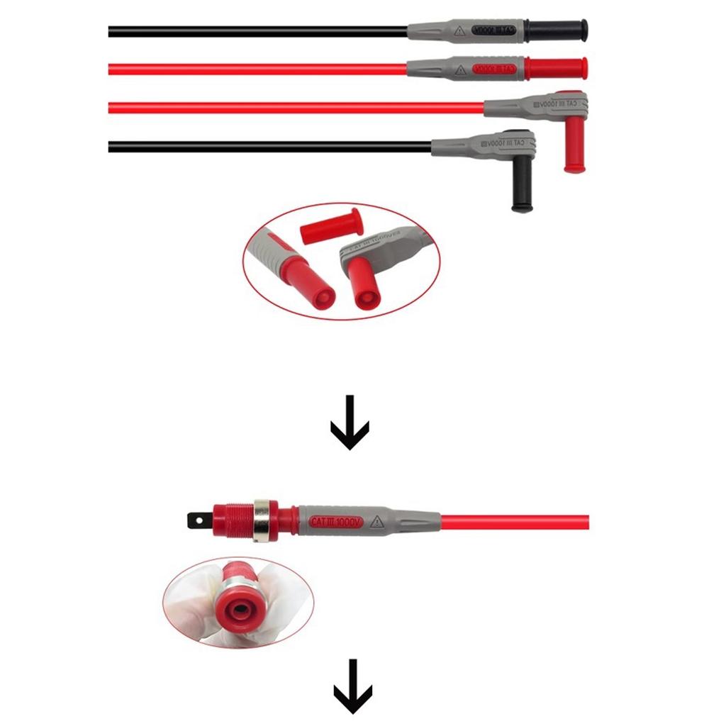 Professional 4mm Multimeter Test Leads Dual Layer Insulated PVC Flexible Banana Probes with Replaceable Needle Tips