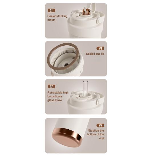 750ml Stainless Steel Thermal Cup Double Wall Vacuum Insulated Mug with Leak-Proof Lid Three-in-One Spout Design Coffee Cup
