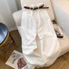 White Wide Leg Jeans High Waist Casual Loose Women's Denim Pants Folded Design Versatile Length Trousers