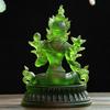 Coloured Glaze Mini Buddha Sculpture, Small Buddha Statue, Green Tara Bodhisattva, Amyokitesvara Incarnation Painted Buddha, 1Pc