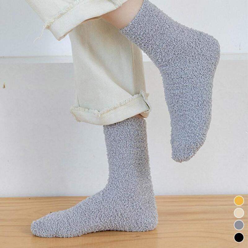 Women s Winter Plain Simple No-Compression Sleep Socks A25294_Black