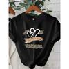European Size Women's Oversized Retro T-Shirt - Soft Stretch Short Sleeve Round Neck Top with Leopard Print & Golden Glitter Heart Design