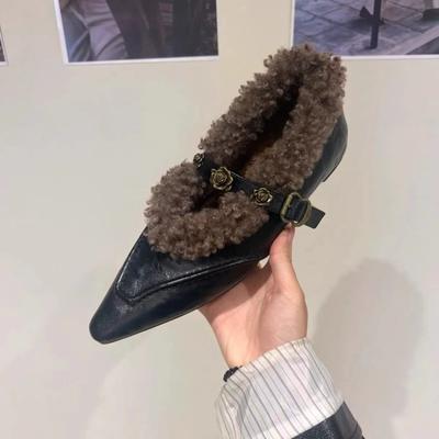 Fur Pointed Toe Women Sexy Chelsea Boots Elegant Ankle Flats Warm Winter Shoes 2024 New Designer Style Fashion Female Footwear