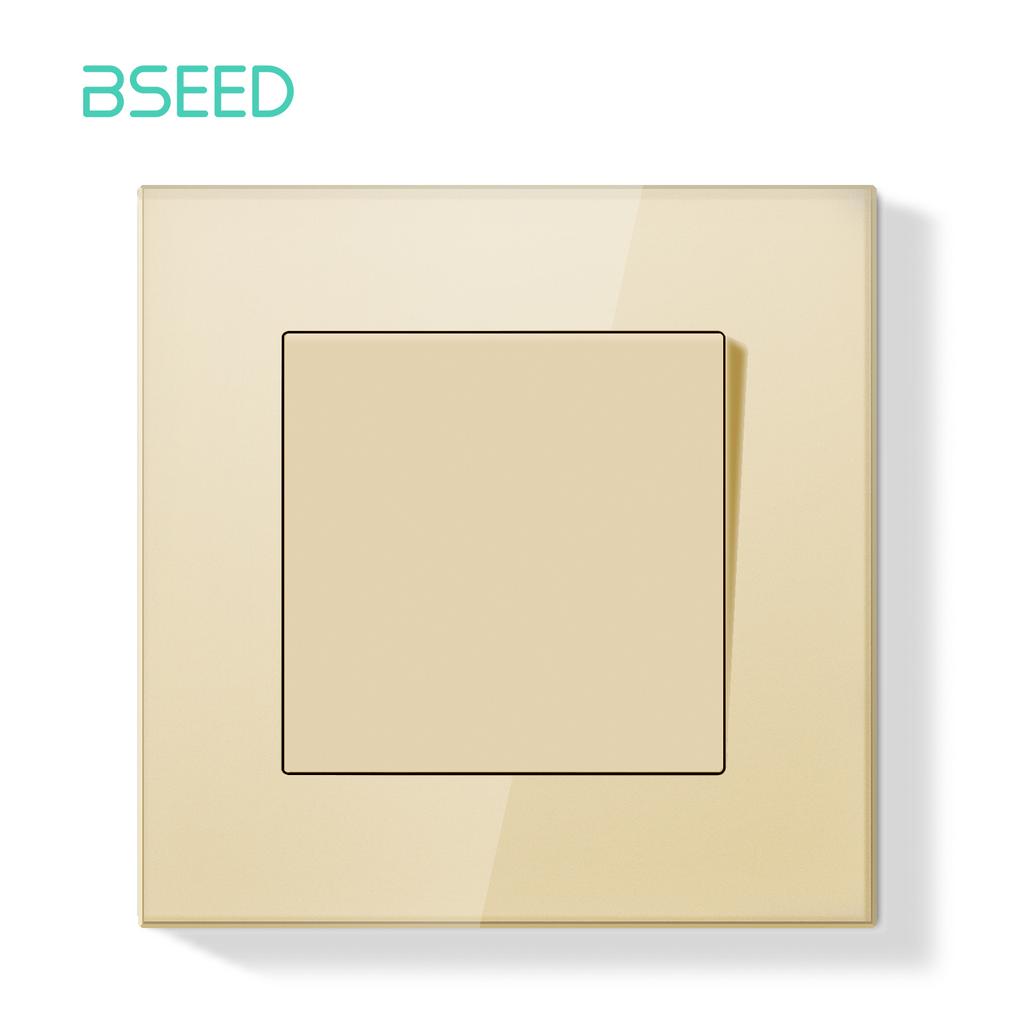 BSEED 1/2Gang Mechanical Button Switch Double Wall Light Switches 1Way Crystal Glass Panel  EU Standard