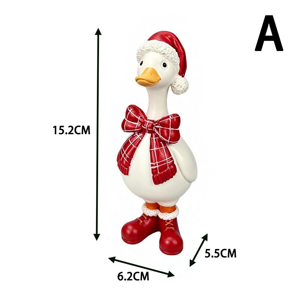 Christmas Duck Figurine - Creative Holiday Atmosphere Table Decoration Item - Resin Handicraft Display Piece
